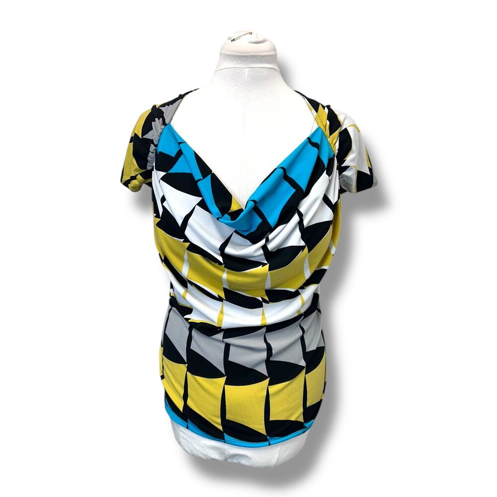 Worthington Stretch Women’s Short Sleeve Wide Cowl Neck Drape Front Blouse XL